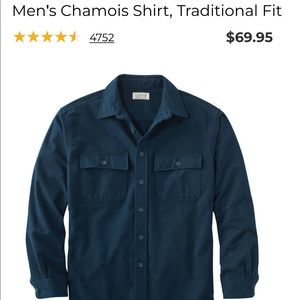 LL Bean Mens Chamois Button Up in Navy